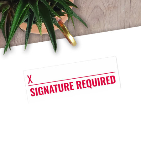 Signature Required With X Signing Line - Bold Self-inking Stamp