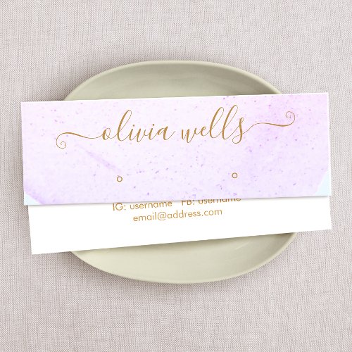 Signature Script  Abstract Watercolor Stud Earring Mini Business Card