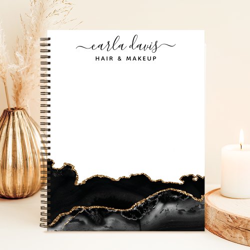 Signature Script Agate Black And Gold Marble Notebook