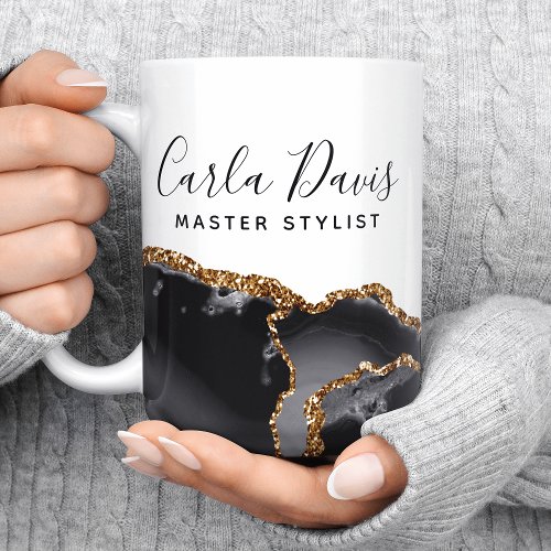 Signature Script Agate Black And Gold Marble Salon Coffee Mug