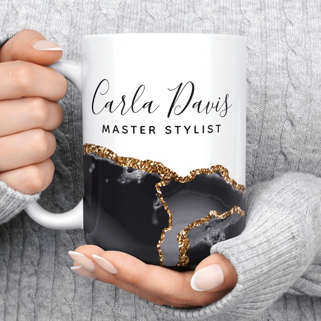 Signature Script Agate Black And Gold Marble Salon Coffee Mug (Creator Uploaded)