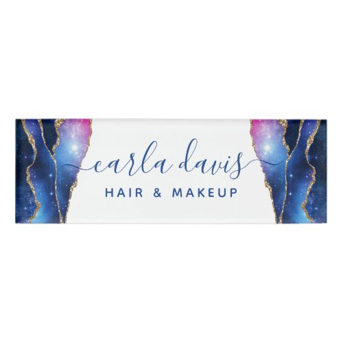 Custom Name Tags 5 Signature Script Agate Galaxy Celestial Stars Name Tag