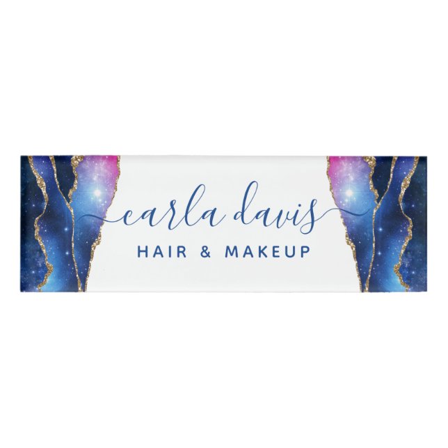 Signature Script Agate Galaxy Celestial Stars Name Tag (Front)