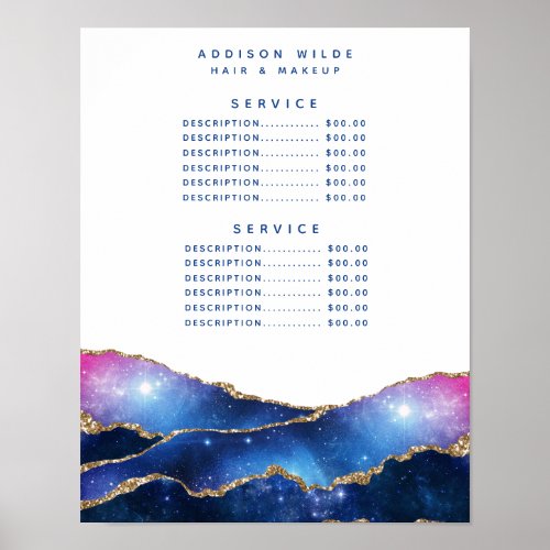 Signature Script Agate Galaxy Service Price Poster