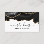 Signature Script Black And Gold Agate Marble Business Card<br><div class="desc">Elegant black and gold agate marble hand lettered style calligraphy script professional business card. Perfect for makeup artists,  hair stylists,  cosmetologists,  and more!</div>