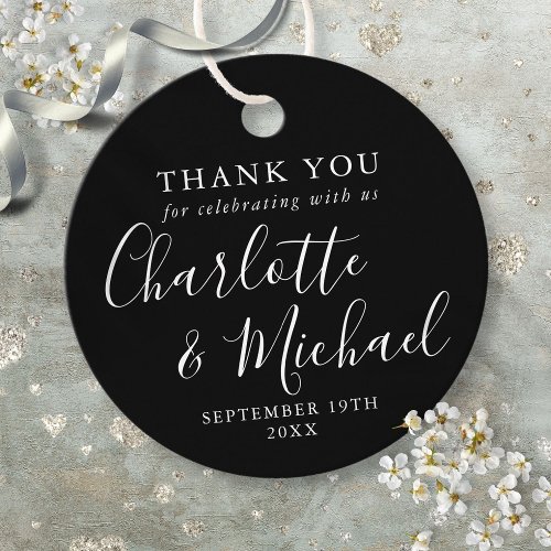 Signature Script Black and White Thank You Favor Tags