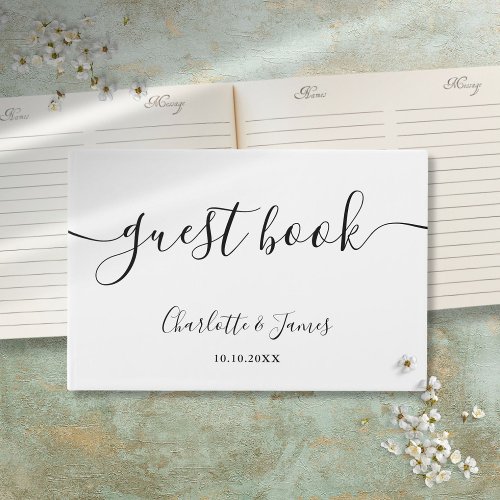 Signature Script Black And White Wedding Guest Book