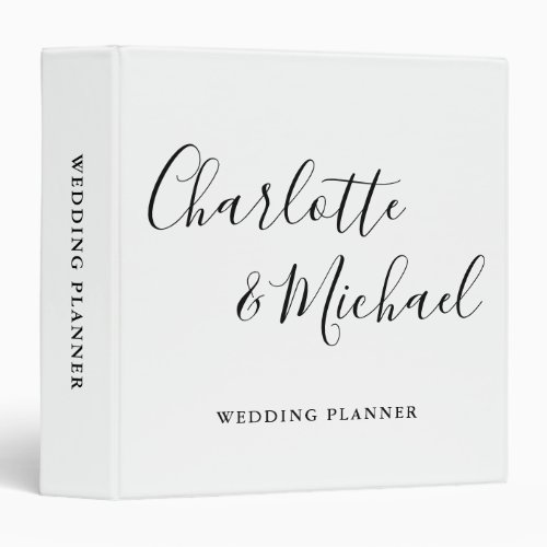 Signature Script Black And White Wedding Planner 3 Ring Binder