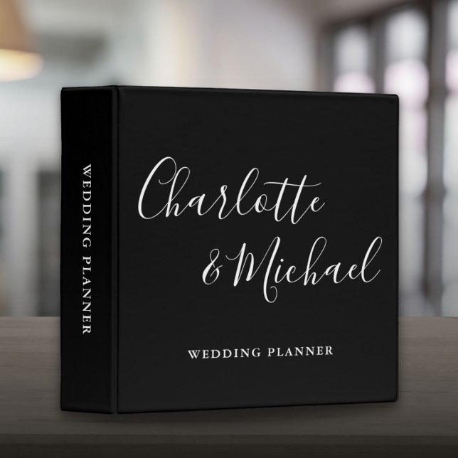 Signature Script Black And White Wedding Planner 3 Ring Binder (Signature Script Black And White Wedding Planner 3 Ring Binder)