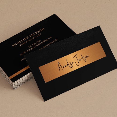Signature script black gold business card