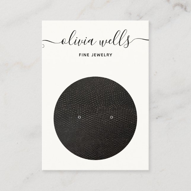 Signature Script Black White Earring Display Business Card (Front)