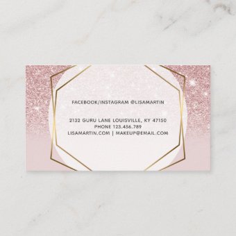 Signature Script Blush Pink Glitter Modern Girly Business Card | Zazzle