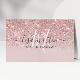 Signature Script Blush Pink Glitter Modern Girly Business Card