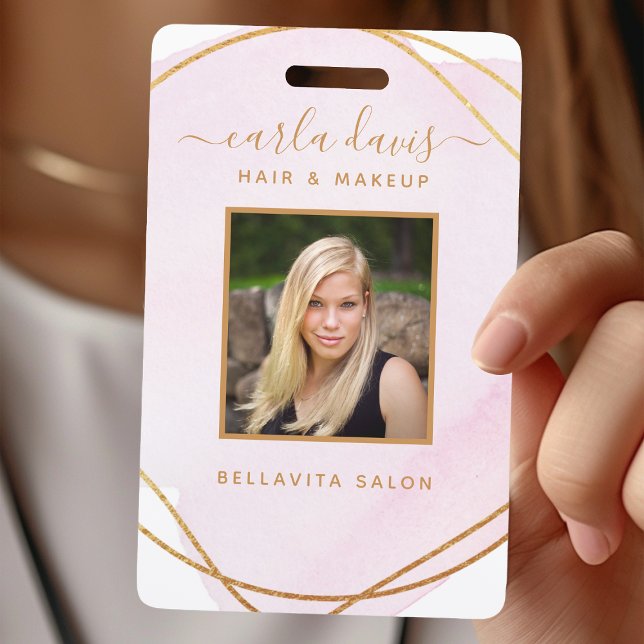 Signature Script Blush Pink Watercolor Gold Circle Badge (Creator Uploaded)