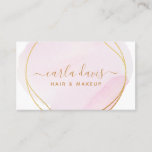 Signature Script Blush Pink Watercolor Gold Circle Business Card