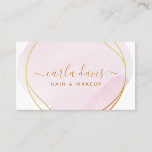 signature script blush pink watercolor gold circle business card watercolors business cards