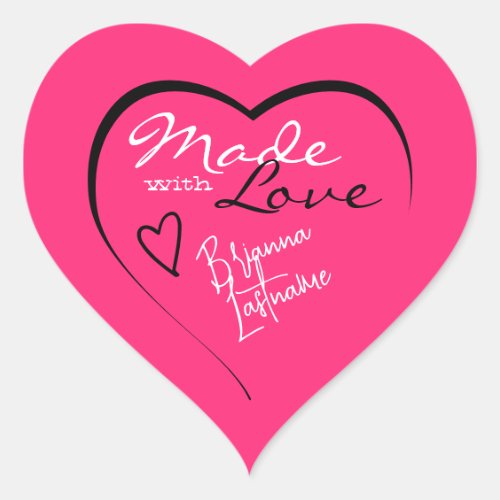 Signature Script Bright Pink Made with Love Heart  Heart Sticker