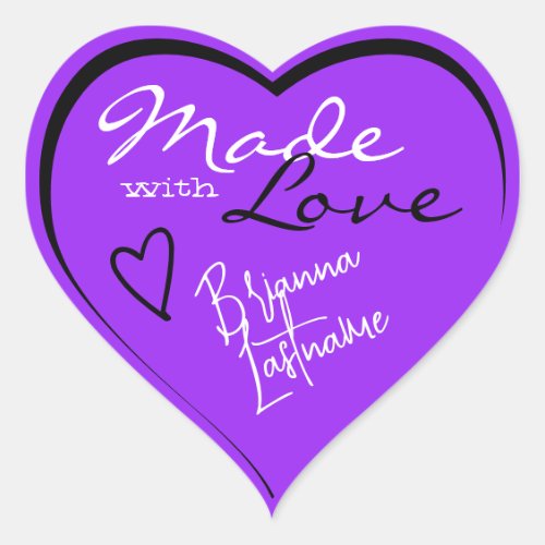 Signature Script Bright Purple Made with Love Heart Sticker