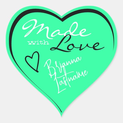 Signature Script Bright Teal Made with Love Heart Heart Sticker