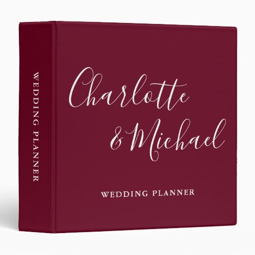 Signature Script Burgundy Wedding Planner 3 Ring Binder
