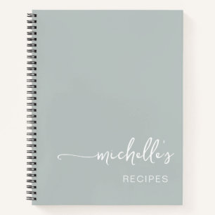 Signature Script Cookbook Sage Green Recipe Notebook