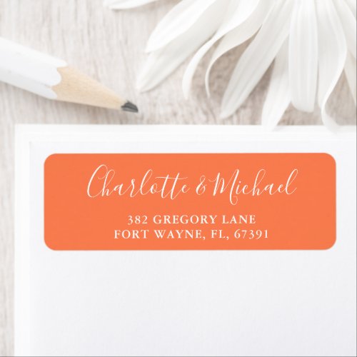 Signature Script Coral Wedding Return Address Label