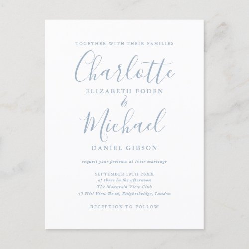 Signature Script Dusty Blue Wedding Invitation