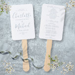 Signature Script Dusty Blue Wedding Program Hand Fan<br><div class="desc">Dusty blue signature script wedding program featuring chic modern typography,  this stylish wedding program can be personalized with your special wedding day information. Designed by Thisisnotme©</div>