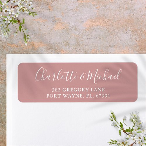 Signature Script Dusty Rose Wedding Return Address Label