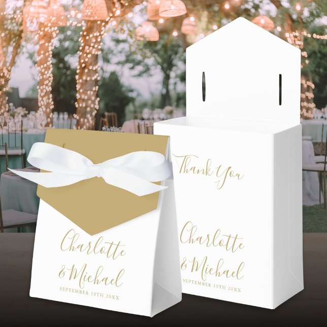 Signature Script Elegant gold Wedding Favor Box (Signature Script Elegant gold Wedding Favor Box)