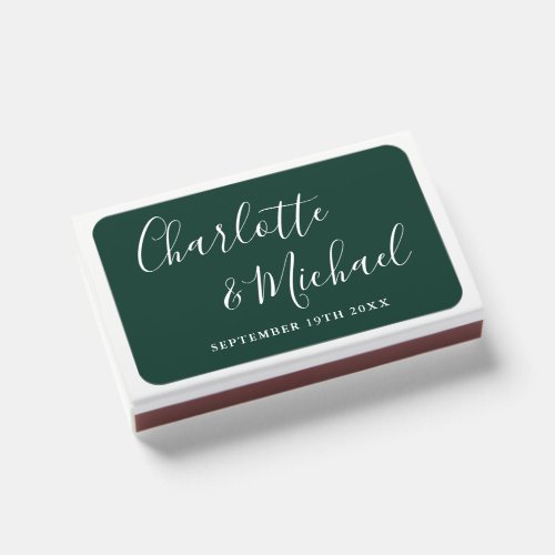 Signature Script Emerald Green Wedding Favors Matchboxes