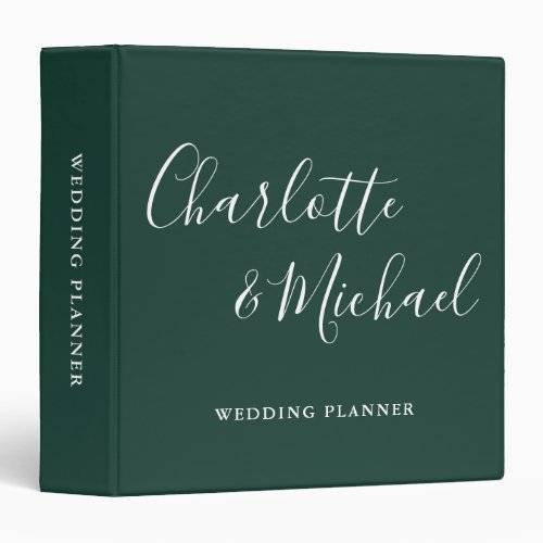 Signature Script Emerald Green Wedding Planner 3 Ring Binder