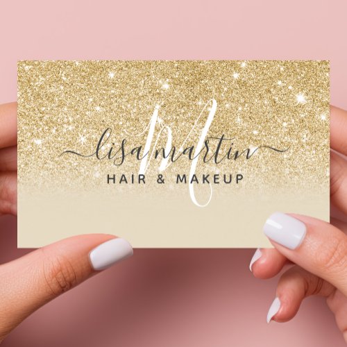 Signature Script Gold Glitter Modern Girly Business Card