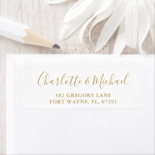 Signature Script Gold Wedding Return Address Label