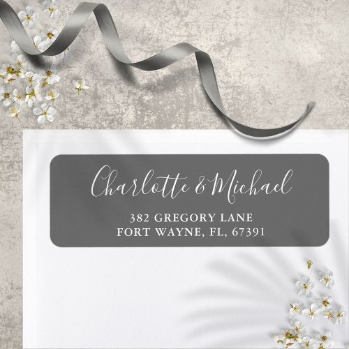 Signature Script Gray Wedding Return Address Label