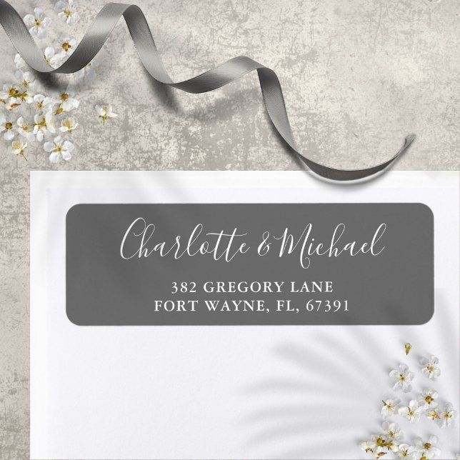 Signature Script Gray Wedding Return Address Label (Signature Script Gray Wedding Return Address Label)