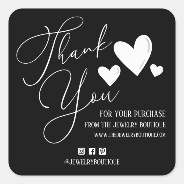 Signature Script Hearts Order Etsy Home Crafter Sq Square Sticker (Front)