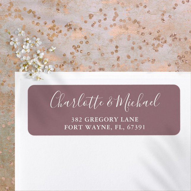Signature Script Mauve Wedding Return Address Label (Signature Script Mauve Wedding Return Address Label)