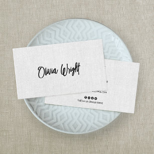 Signature Script  Modern, Gray Linen Professional  Business Card