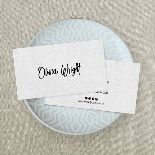 Signature Script  Modern Gray Linen Professional  Business Card