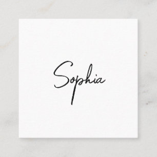 Signature Script, Modern White Professional Squa Square Business Card