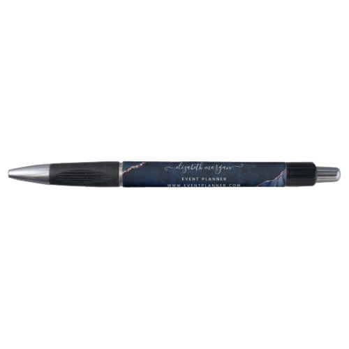 Signature Script Navy Blue Agate Marble Glitter Pen