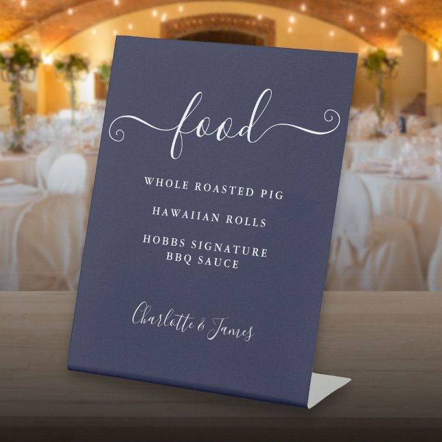 Signature Script Navy Blue Food Menu Pedestal Sign (Signature Script Navy Blue Food Menu Pedestal Sign)