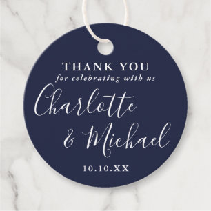 Signature Script Navy Blue Thank You Favor Tags