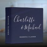 Signature Script Navy Blue Wedding Planner 3 Ring Binder<br><div class="desc">Elegant signature navy blue wedding planner personalized with signature style names. Designed by Thisisnotme©</div>