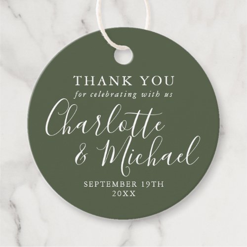Signature Script Olive Green Thank You Favor Tags