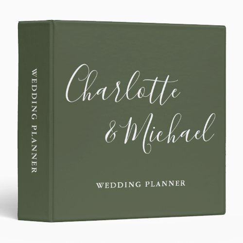 Signature Script Olive Green Wedding Planner 3 Ring Binder