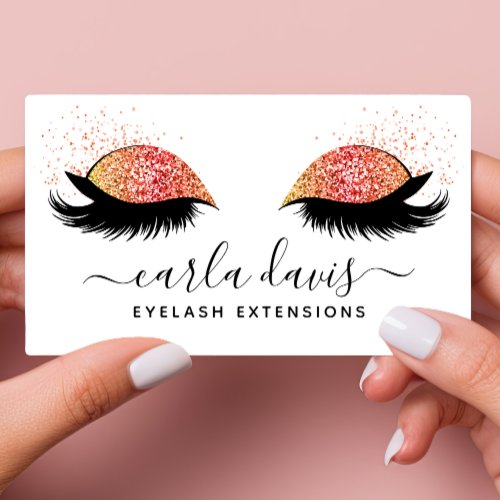 Signature Script Orange Ombre Glitter Eyelashes Business Card