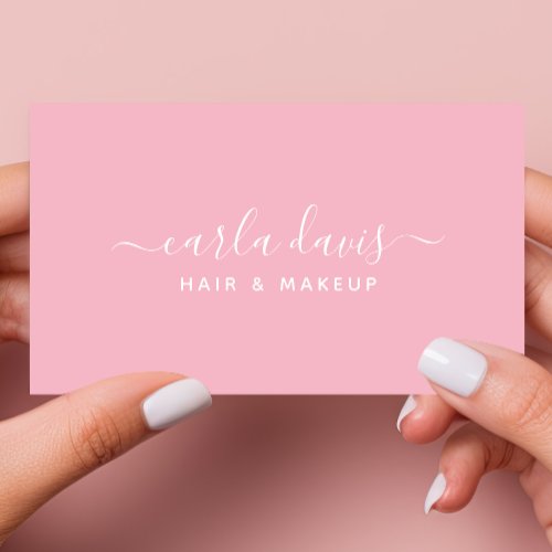 Signature Script Pastel Pink Calligraphy Business Card