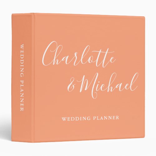 Signature Script Peach Wedding Planner 3 Ring Binder